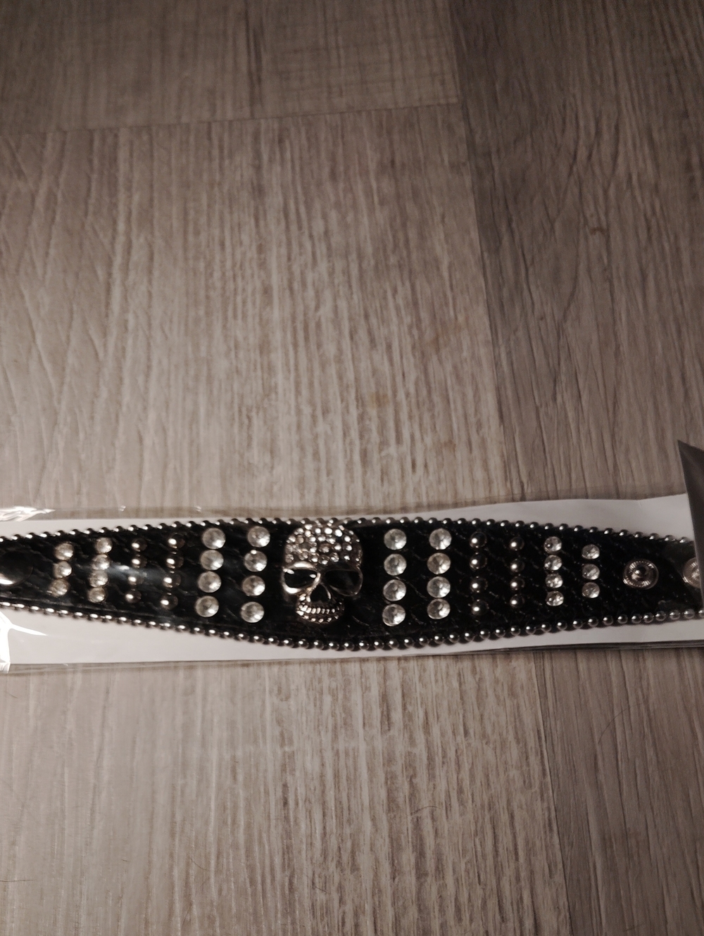 Black Skull Accent Rhinestone Bracelet